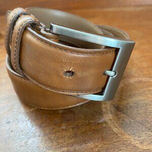 Allen Edmonds Mens Tan Leather Belt Size 34 Adjustable Handmade In USA